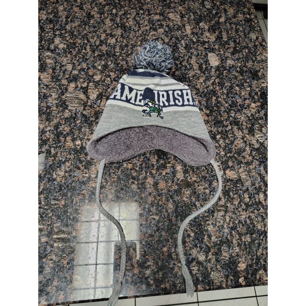 Notre Dame Fighting Irish Knit Beanie PATCHED Winter Hat w Ear Flaps - Cool